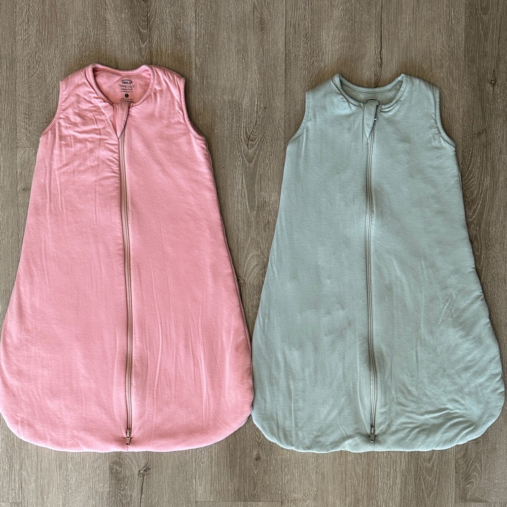 HALO Sleepsack Bundle of 2 Soft Bamboo Wearable Blanket 0-6 Months Small TOG 1.5